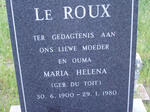 ROUX Maria Helena, le nee DU TOIT 1900-1980