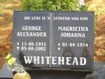WHITEHEAD George Alexander 1931-2002 & Magrietha Johanna 1934-