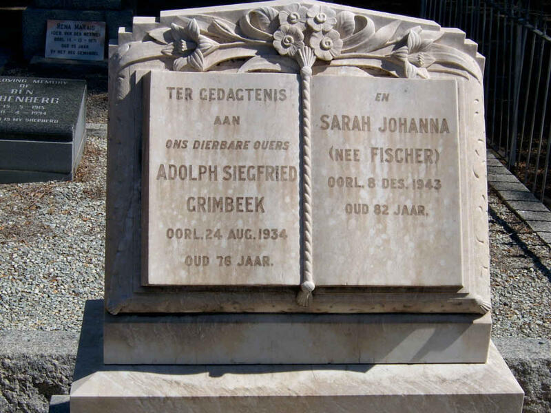 GRIMBEEK Adolph Siegfried -1934 & Sarah Johanna FISCHER -1943