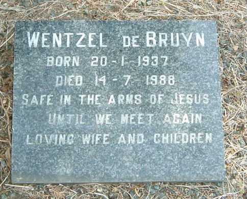 BRUYN Wentzel, de 1937-1988