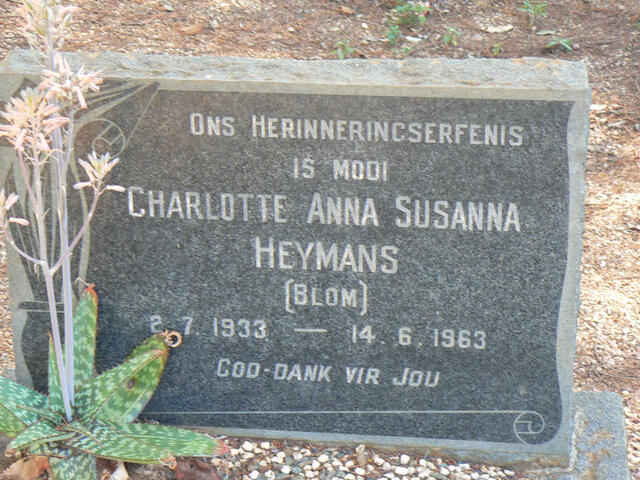 HEYMANS Charlotte Anna Susanna nee BLOM 1933-1963