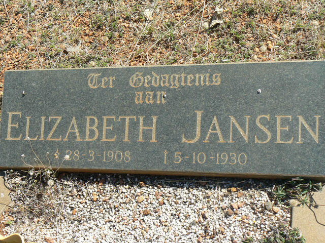 JANSEN Elizabeth 1908-1930