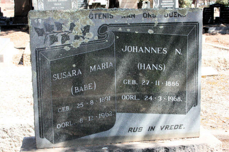 WYK Johannes M., van 1886-1969 & Susara Maria 1891-1962