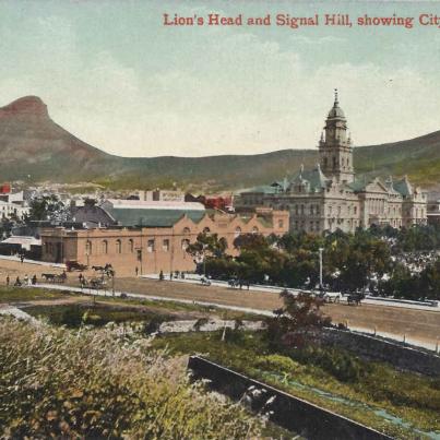Lion's Head and Signal Hill, showing City Hall, Cape Town
