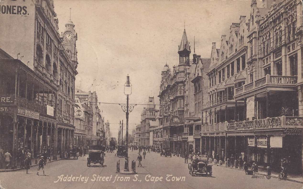 Adderley Street from S, Cape Town postal cancellation 1917
