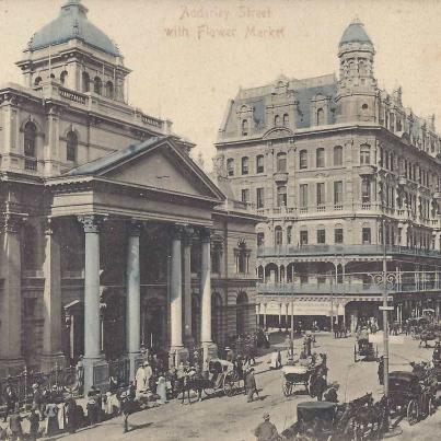 Adderley Street with flower market Cape Town
