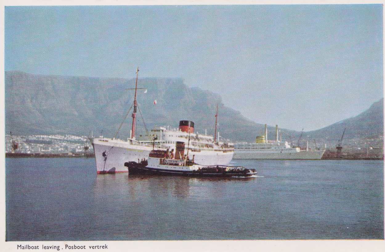 Mailboat leaving Cape Town