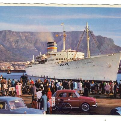 Cape Town Harbour, S.A. Oranje leaving 