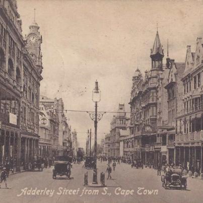 Adderley Street from S, Cape Town postal cancellation 1917