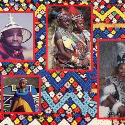 Tribal Life L to R Basotho Man Ndebele Woman Pedi Children Zulu Man