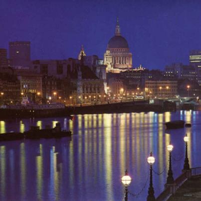 St Paul's Cathedral and Thames by night London