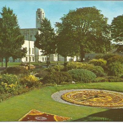 Swansea, The Civic Buildings and Floral Clock