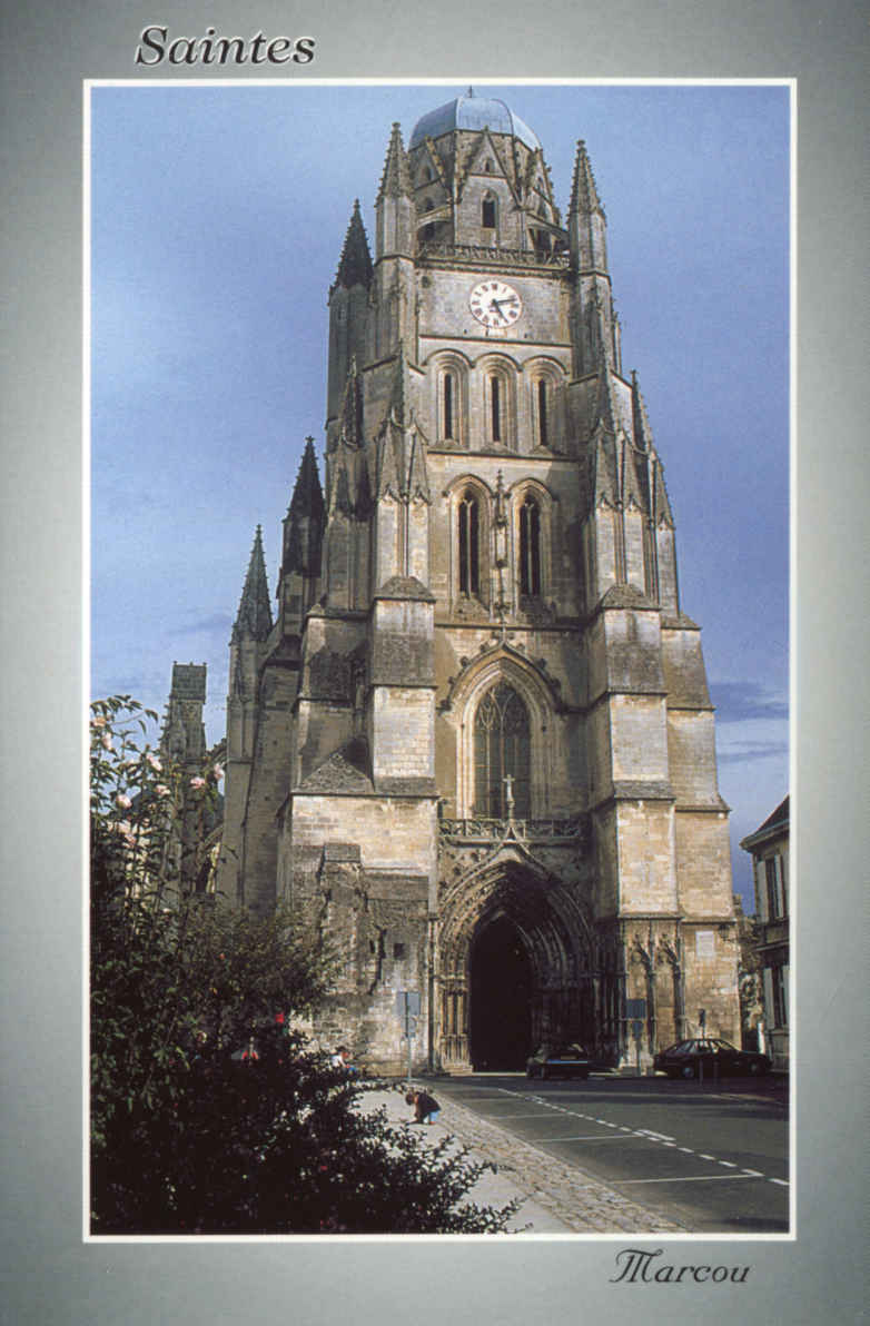 Gothic Cathedral and Clock Tower of St Peter's Cathedral Saintes France