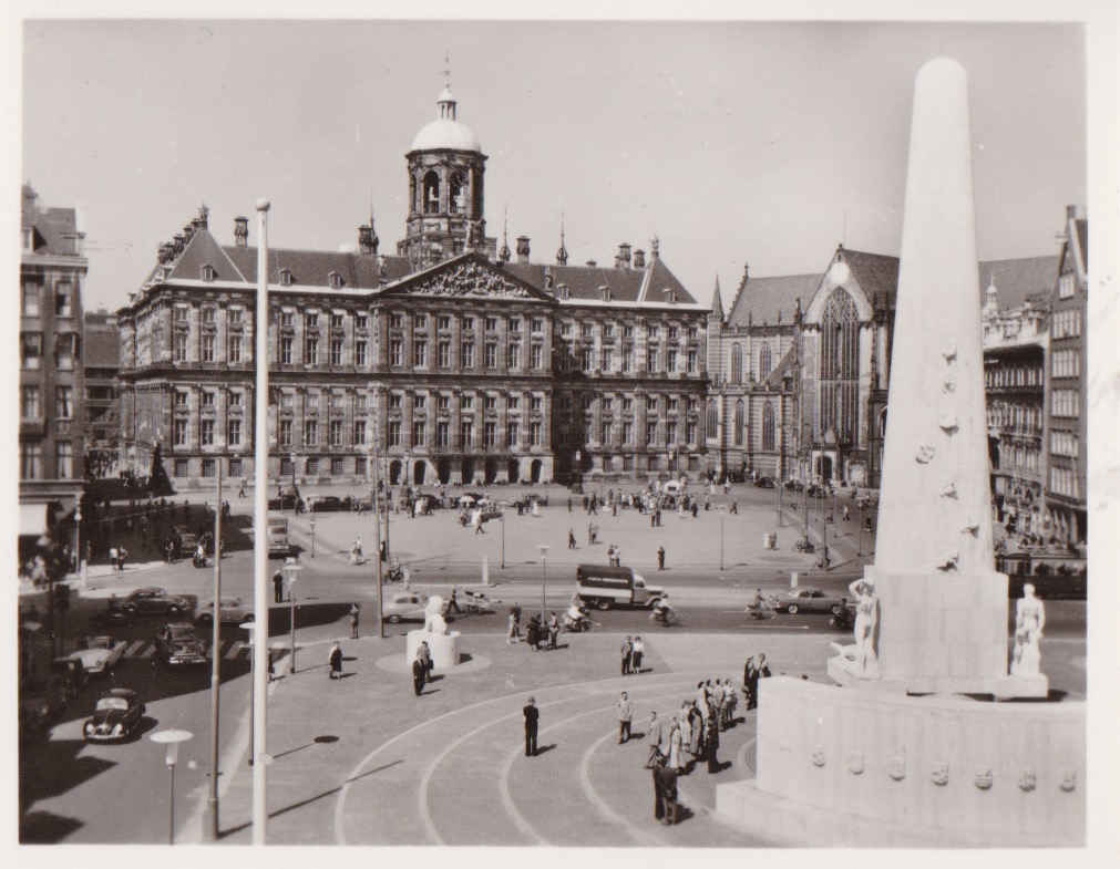 Amsterdam Dam with Royal Palace and National Monument