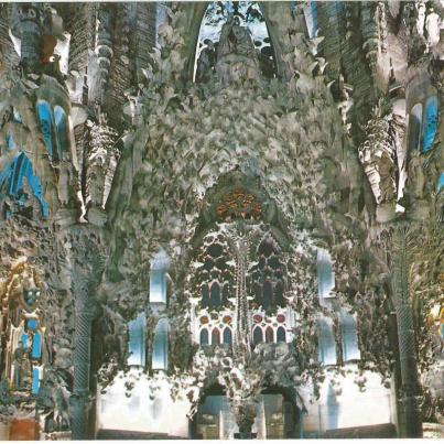 Barcelona, La Sagrada Familia Temple - Night detail