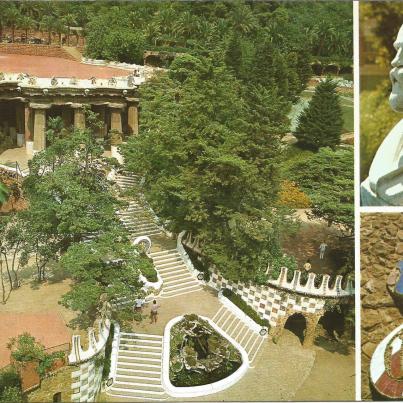 Barcelona, Güell Park &amp; Bust of Architect A. Gaudi (1852-1926)