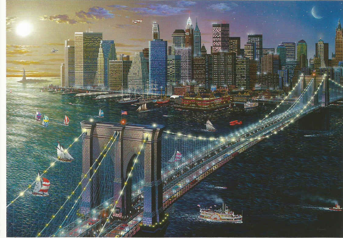 New York, Brooklyn Bridge at Twilight by Alexander Chen