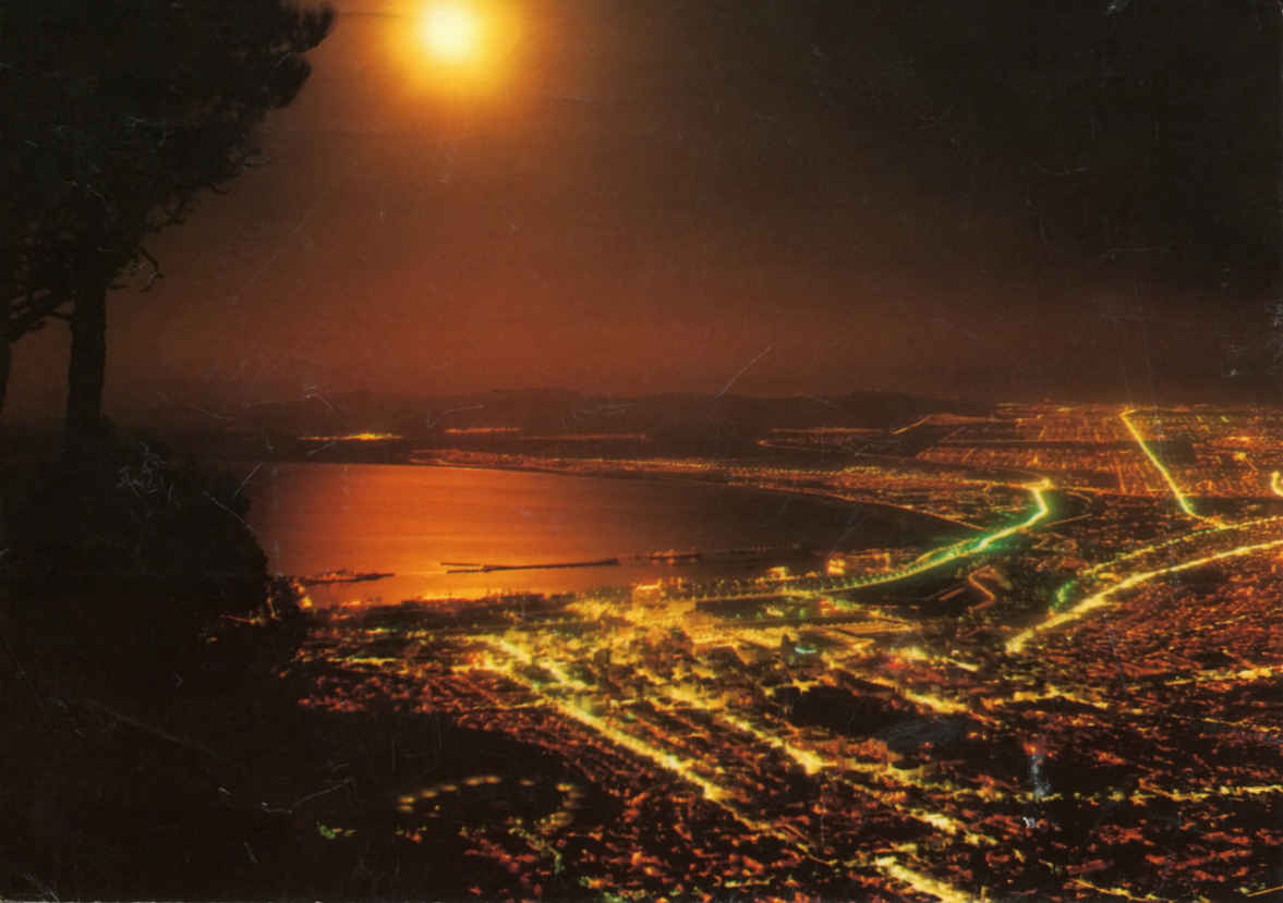 Moonlight scene over Table Bay