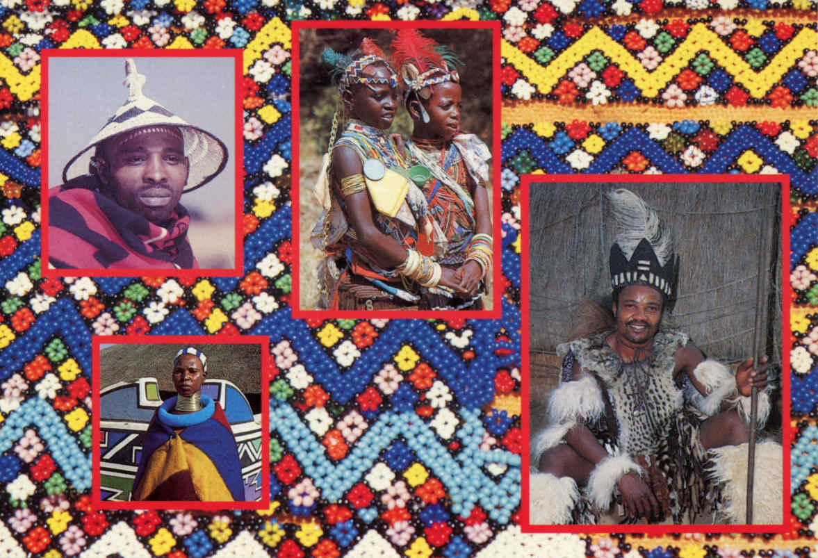 Tribal Life L to R Basotho Man Ndebele Woman Pedi Children Zulu Man