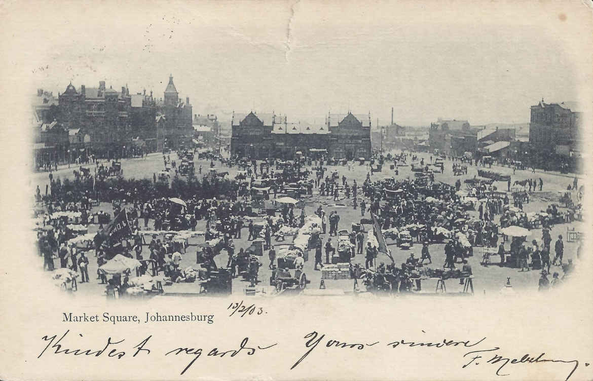 Market Square Johannesburg, postal cancellation 1903