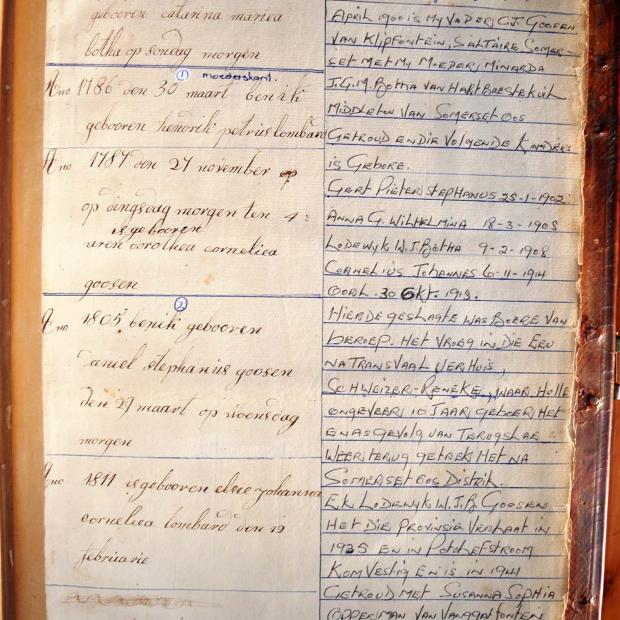 GOOSEN Daniel Stephanis, gebore 1805 en Elsie Johanna Corneliea LOMBARD, gebore 1811, getroud 1827