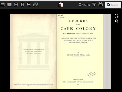 records of the cape colony