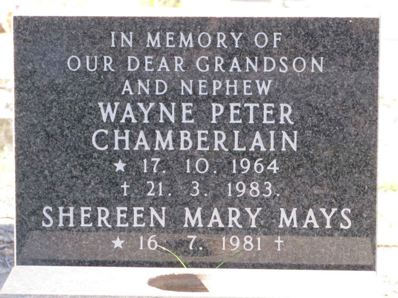 CHAMBERLAIN Wayne Peter 1964-1983 & Shereen Mary Mays 1981-