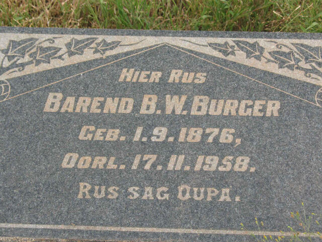BURGER Barend B.W. 1876-1958