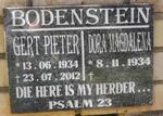 BODENSTEIN Gert Pieter 1934-2012 & Dora Magdalena 1934-