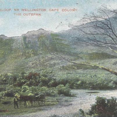 The outspan, Bains Kloof near Wellington Cape Colony, postal cancellation 1908