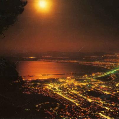 Moonlight scene over Table Bay