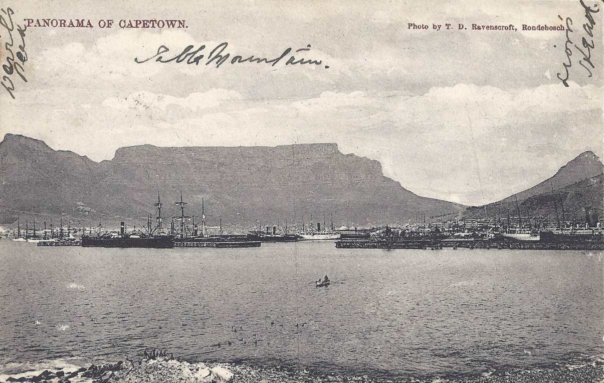 Panorama of Cape Town, postal cancellation 1907