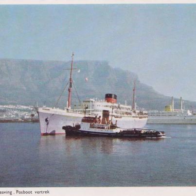 Mailboat leaving Cape Town