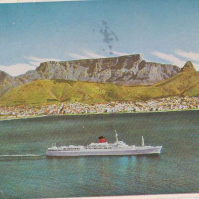 Mailship leaving Cape Town