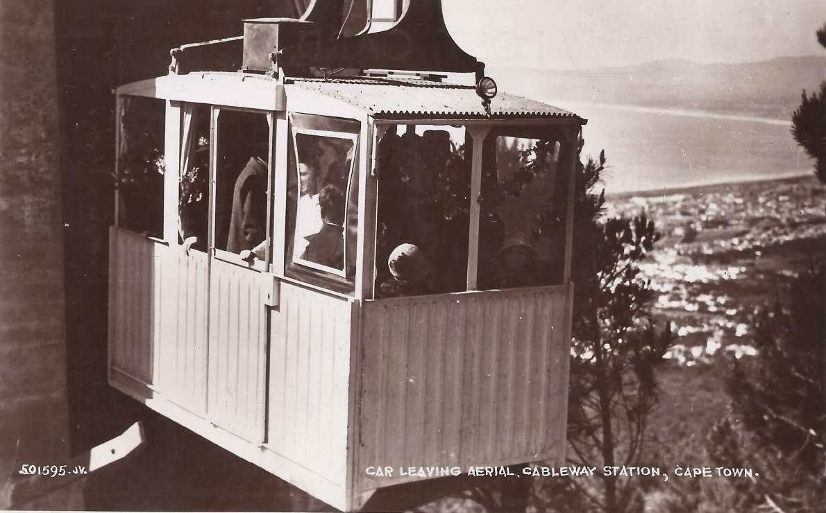 Car leaving aerial cable way station