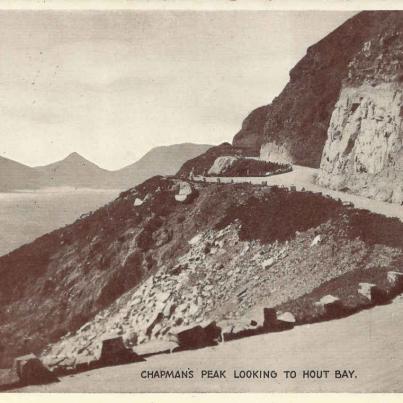 Champman's Peak, looking to Hout Bay, postal cancellation 1942