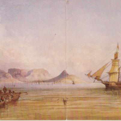 Whaler wintering in Table Bay painted By Thomas William Howler(1812-1869), Greetings Card