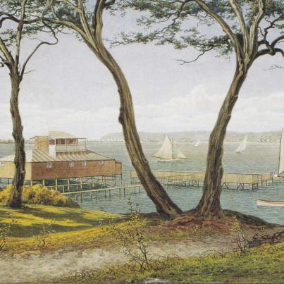 Durban Bay from Albert Park in water color by John Roland Brown (1850-1923), Greetings Card