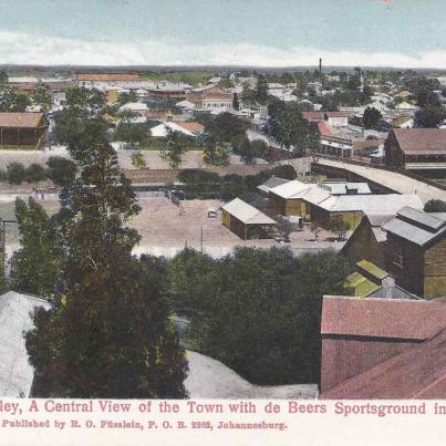 Kimberly a central view of the town with de Beers sportsground in the foreground