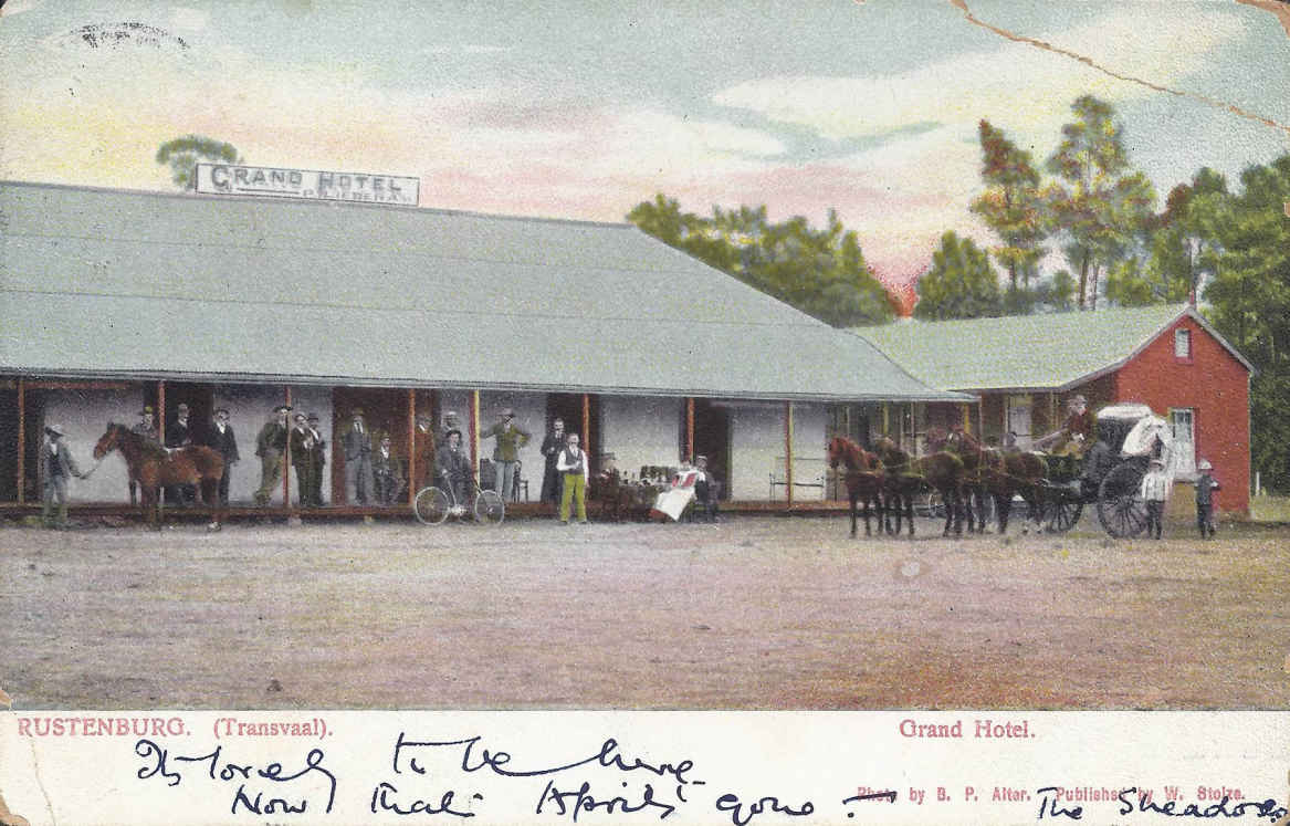 Grand Hotel,Rustenburg, Transvaal, postal cancellation 1930
