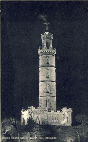 Edinburgh Nelson Column Floodlit Calton Hill