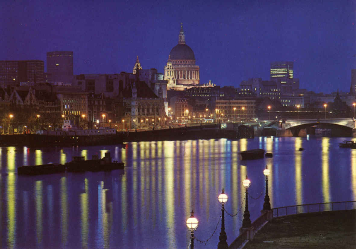 St Paul's Cathedral and Thames by night London