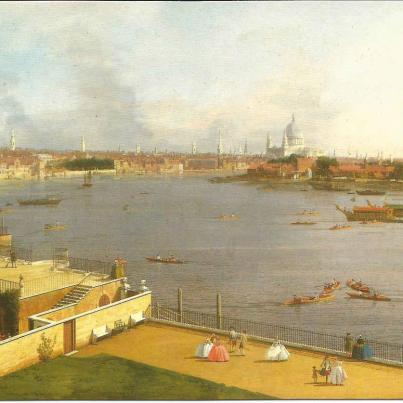 London, The Thames and St Paul's Cathedral by Giovanni Antonio Canal (1697-1768)