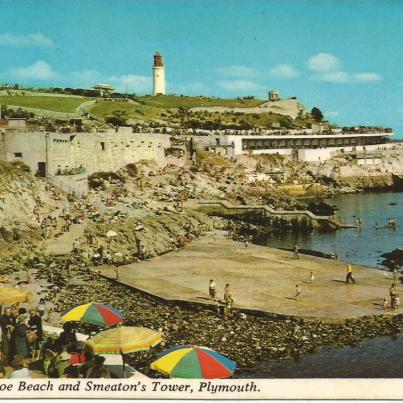 Plymouth, West Hoe Beach and Smeaton's Tower