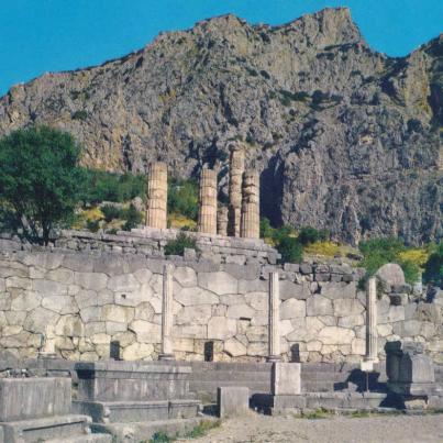 The Portico of the Athenians and the polygonal Wall, Delphi