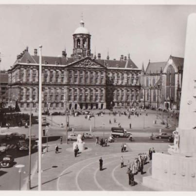 Amsterdam Dam with Royal Palace and National Monument