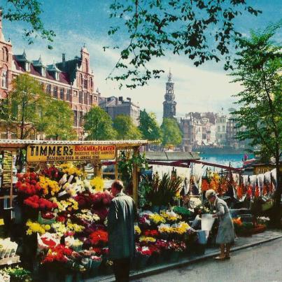 Amsterdam, Bloemenmarkt met Munttoren