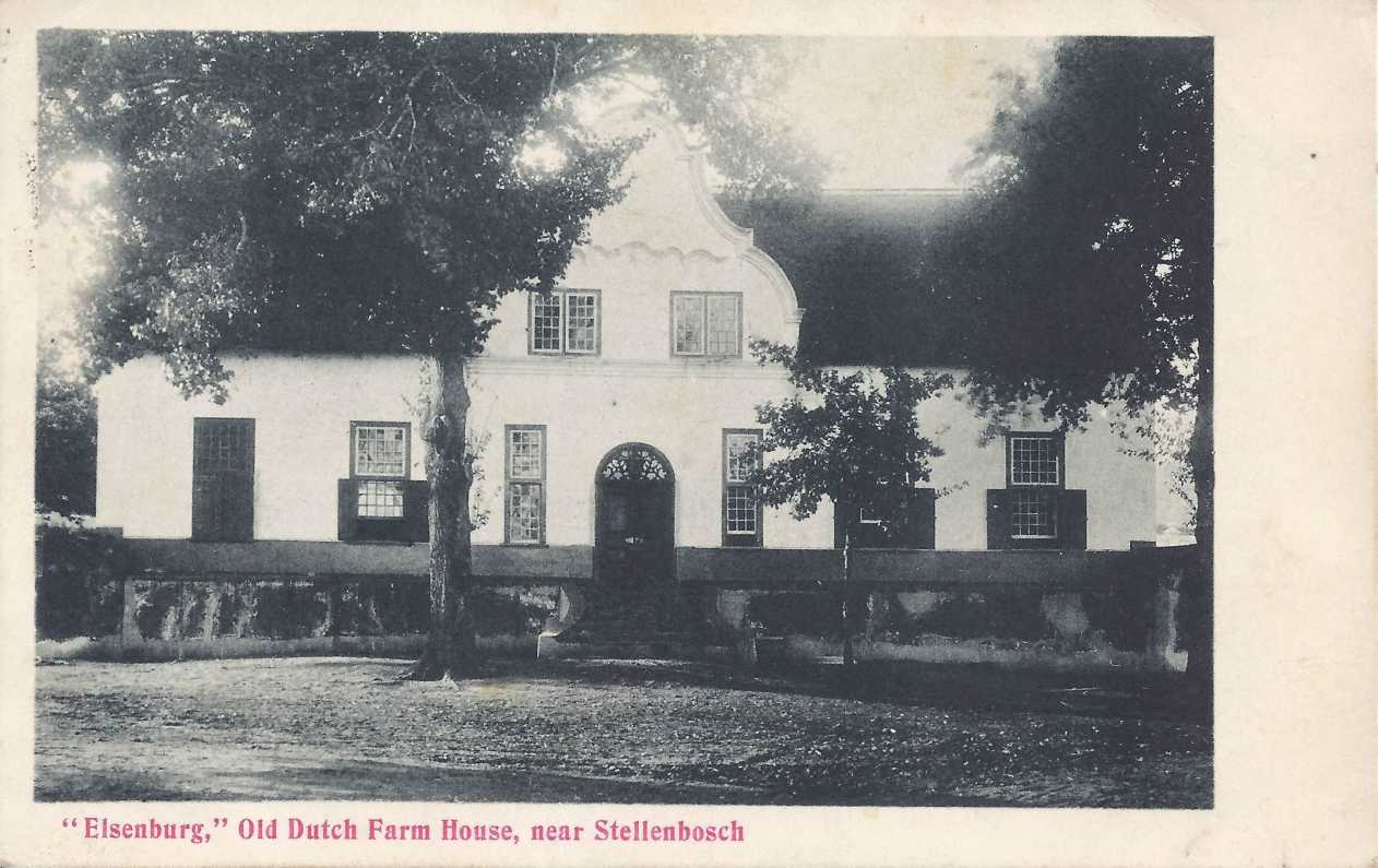 Elsenburg, Old Dutch Farm House, near Stellenbosch, postal cancellation 1919
